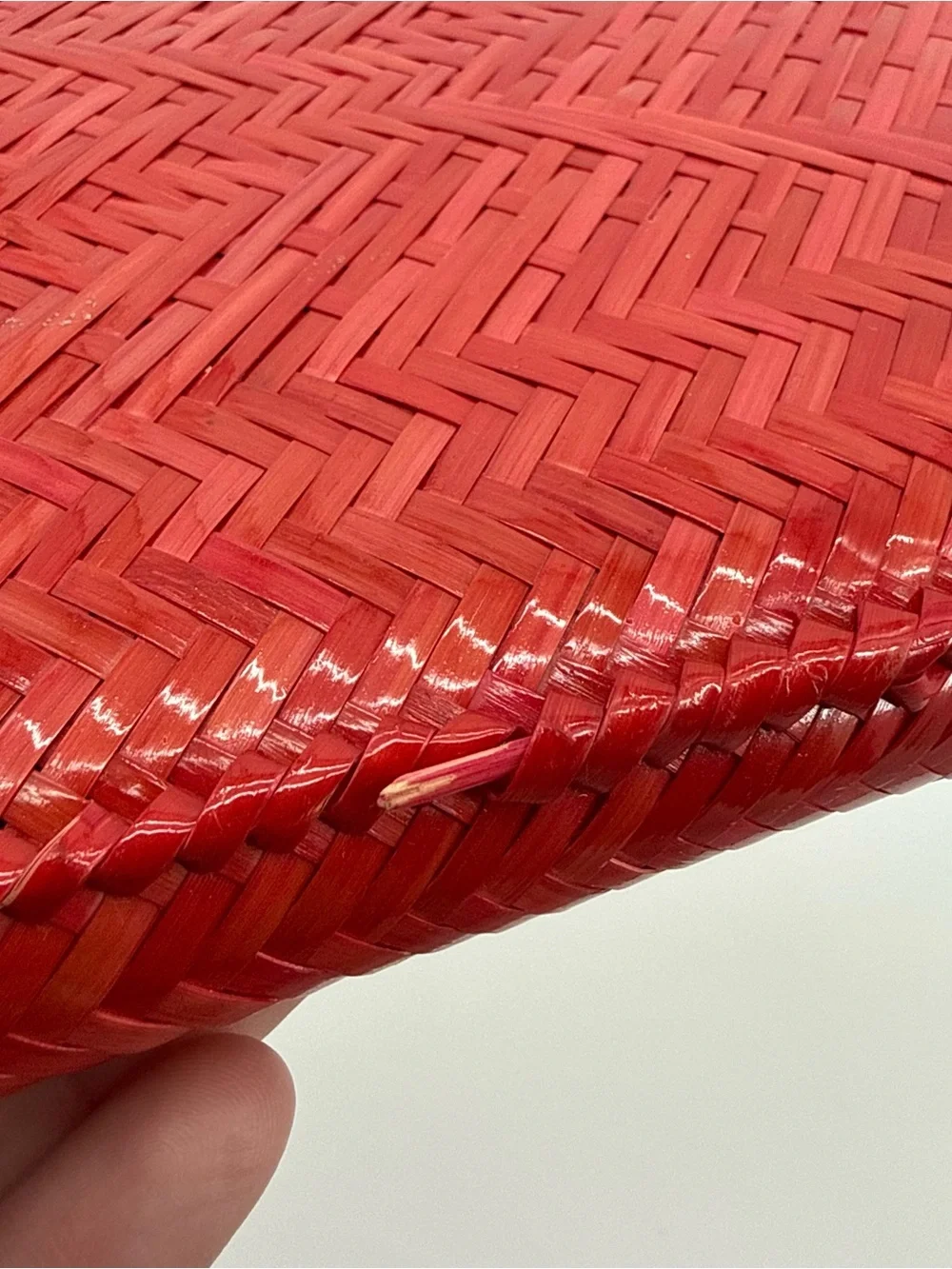 Richard Bienen Red Vintage Wicker Clutch Bag Woven Zipper Tassel Philippines